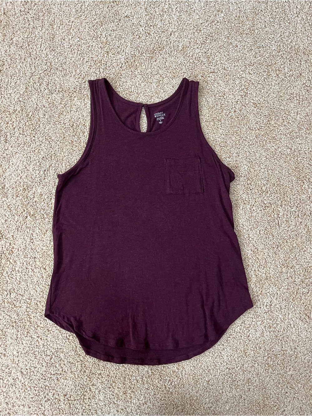 NWOT Market & Spruce Merrit Knit Pocket Burgundy Tank Top - Medium